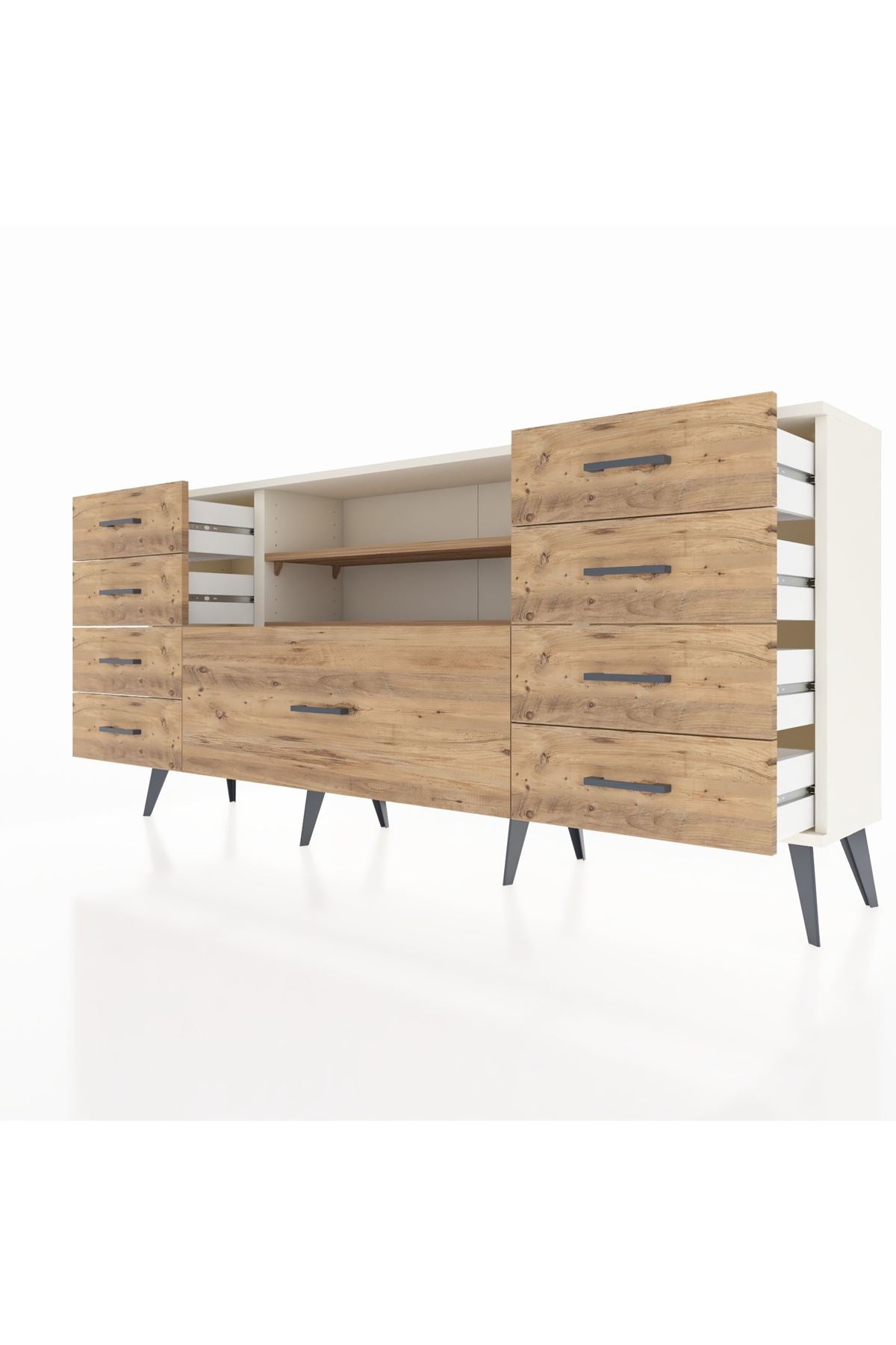 Arges Konsol 2 Raflı 9 Çekmeceli 176x30x83 - S148M039V03A