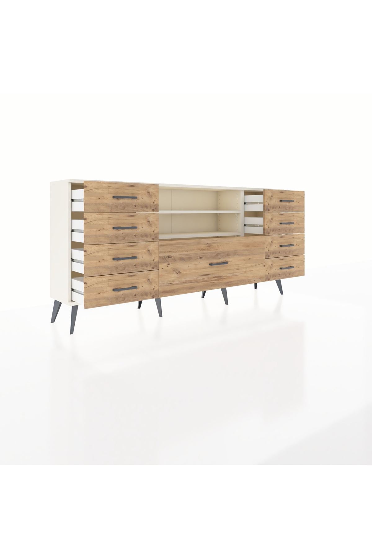 Arges Konsol 2 Raflı 9 Çekmeceli 176x30x83 - S148M039V06A