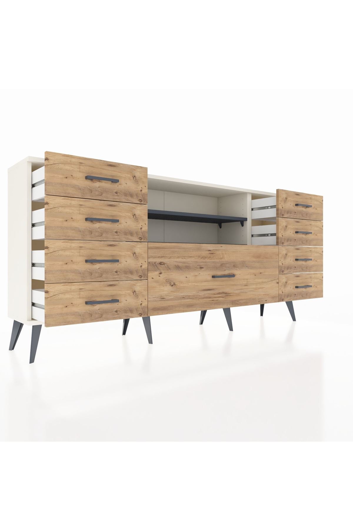 Arges Konsol 2 Raflı 9 Çekmeceli 176x30x83 - S148M039V09A