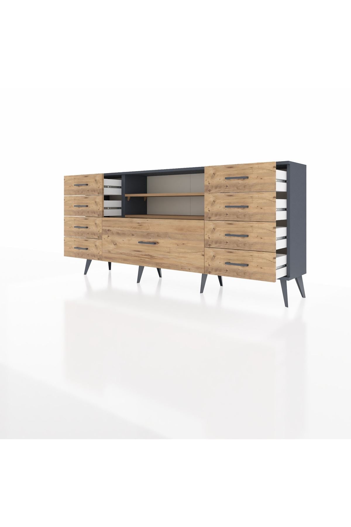 Arges Konsol 2 Raflı 9 Çekmeceli 176x30x83 - S148M039V12A