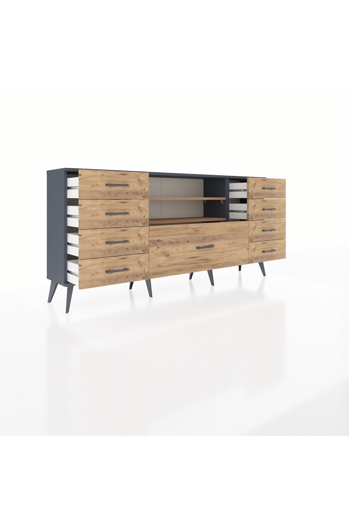 Arges Konsol 2 Raflı 9 Çekmeceli 176x30x83 - S148M039V12A