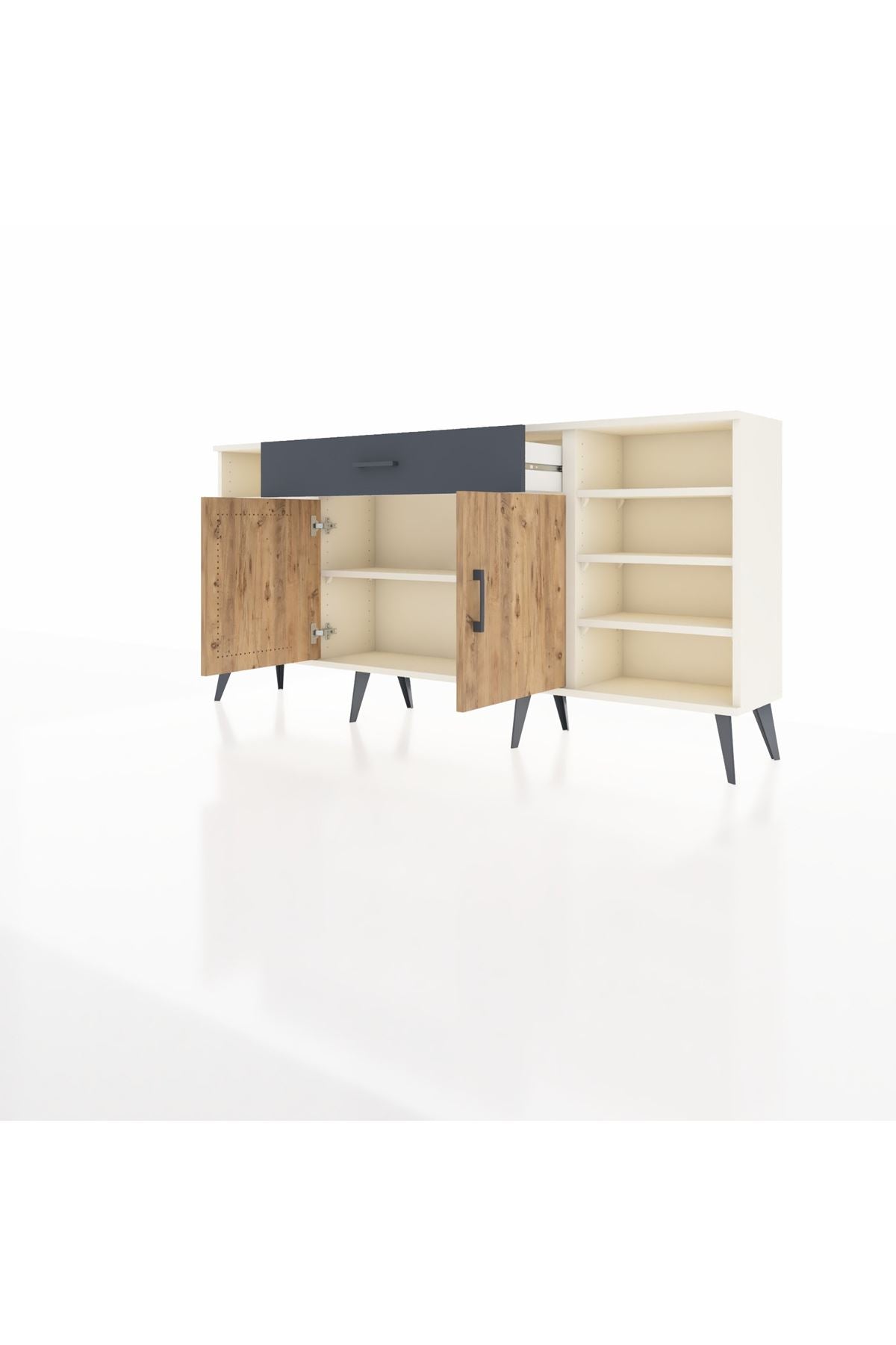Arges Konsol 7 Raflı Tek Çekmeceli 2 Kapaklı 176x30x83 - S148M043V02A