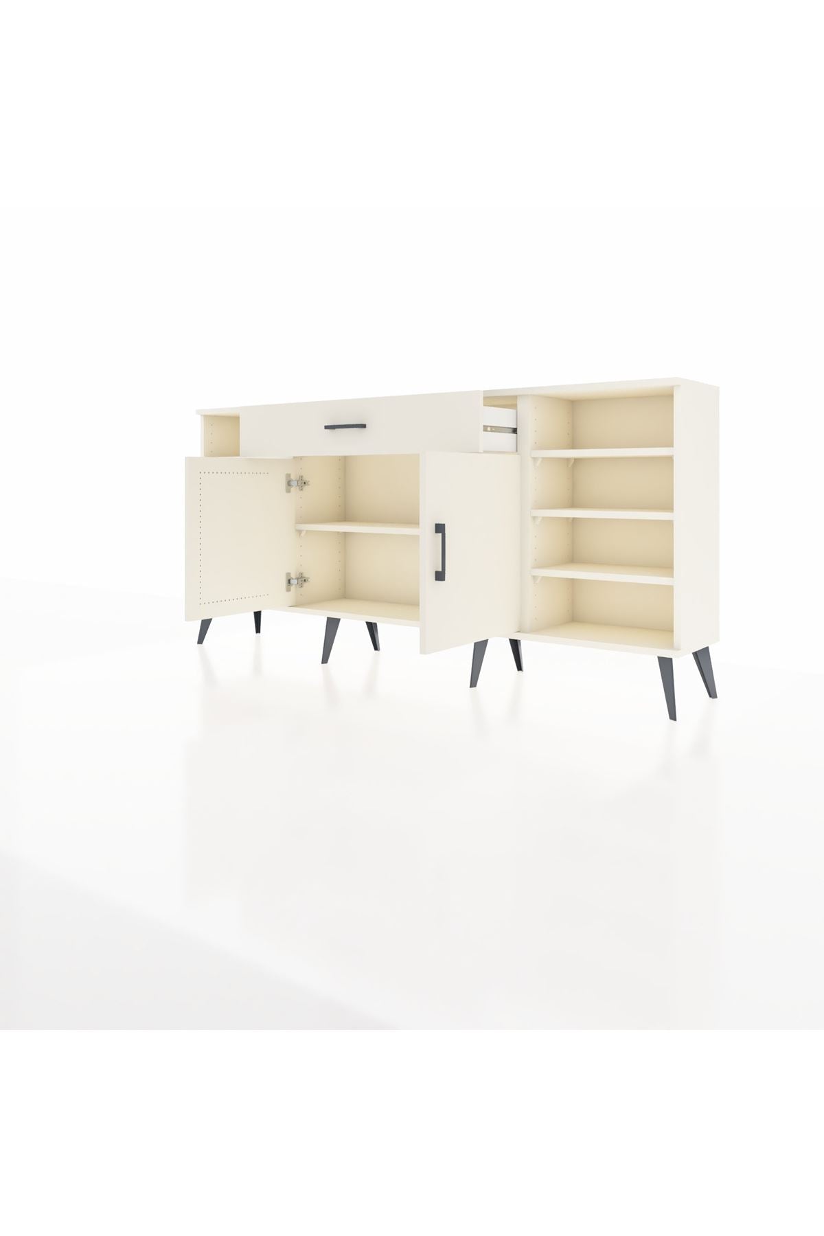 Arges Konsol 7 Raflı Tek Çekmeceli 2 Kapaklı 176x30x83 - S148M043V04A