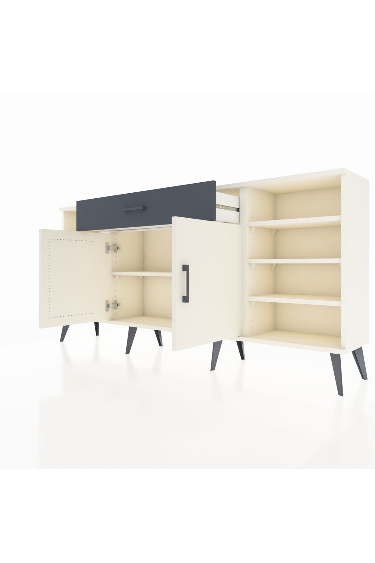 Arges Konsol 7 Raflı Tek Çekmeceli 2 Kapaklı 176x30x83 - S148M043V05A