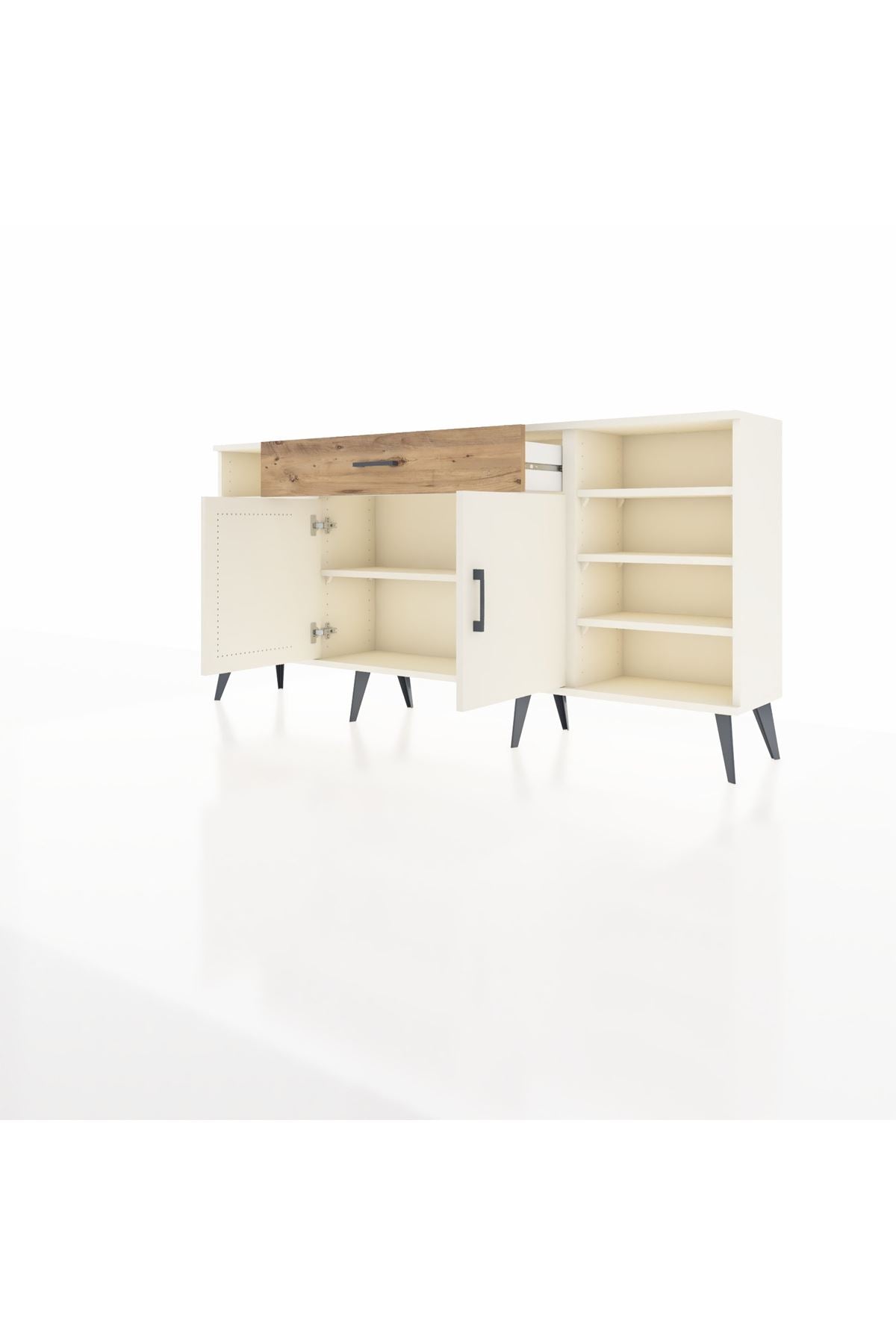 Arges Konsol 7 Raflı Tek Çekmeceli 2 Kapaklı 176x30x83 - S148M043V06A