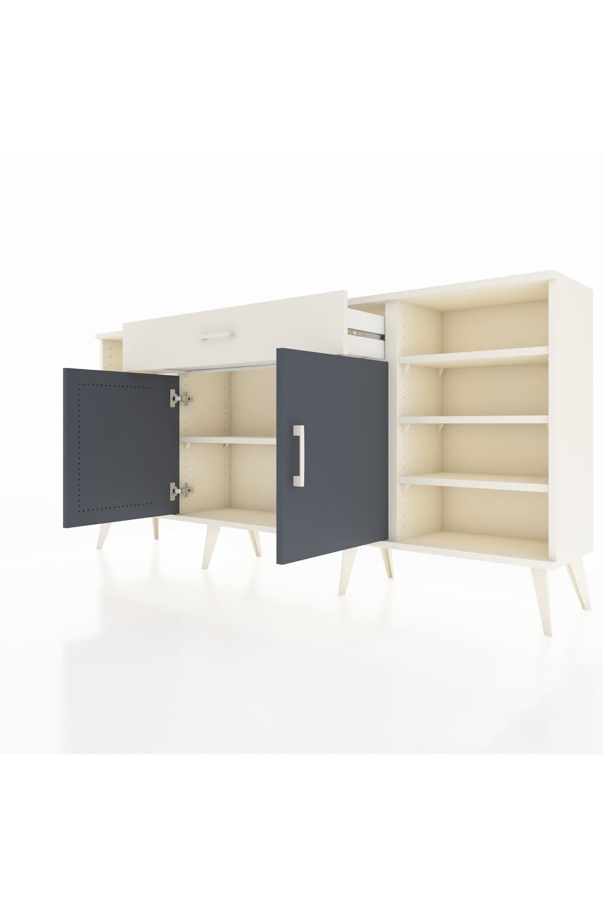 Arges Konsol 7 Raflı Tek Çekmeceli 2 Kapaklı 176x30x83 - S148M043V07A