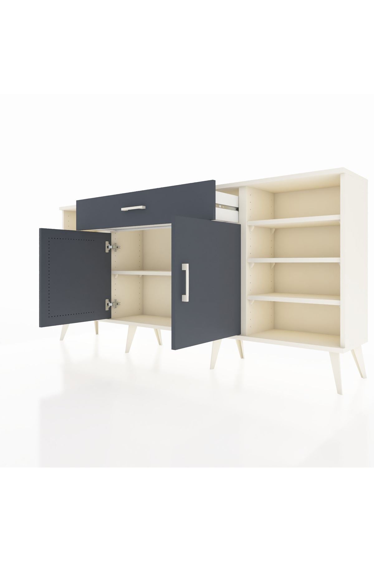 Arges Konsol 7 Raflı Tek Çekmeceli 2 Kapaklı 176x30x83 - S148M043V08A