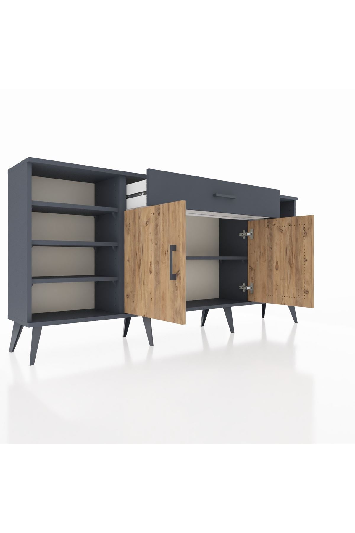 Arges Konsol 7 Raflı Tek Çekmeceli 2 Kapaklı 176x30x83 - S148M043V11A