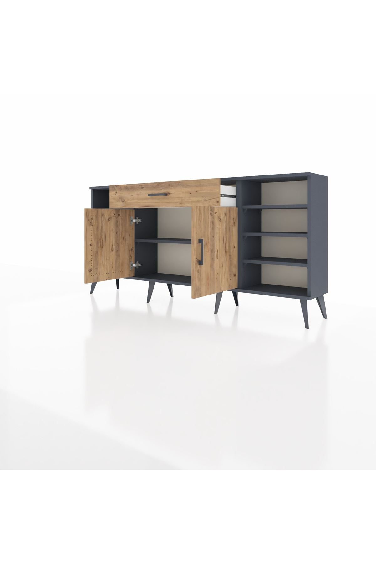 Arges Konsol 7 Raflı Tek Çekmeceli 2 Kapaklı 176x30x83 - S148M043V12A