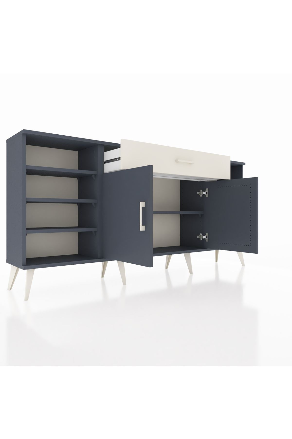 Arges Konsol 7 Raflı Tek Çekmeceli 2 Kapaklı 176x30x83 - S148M043V16A