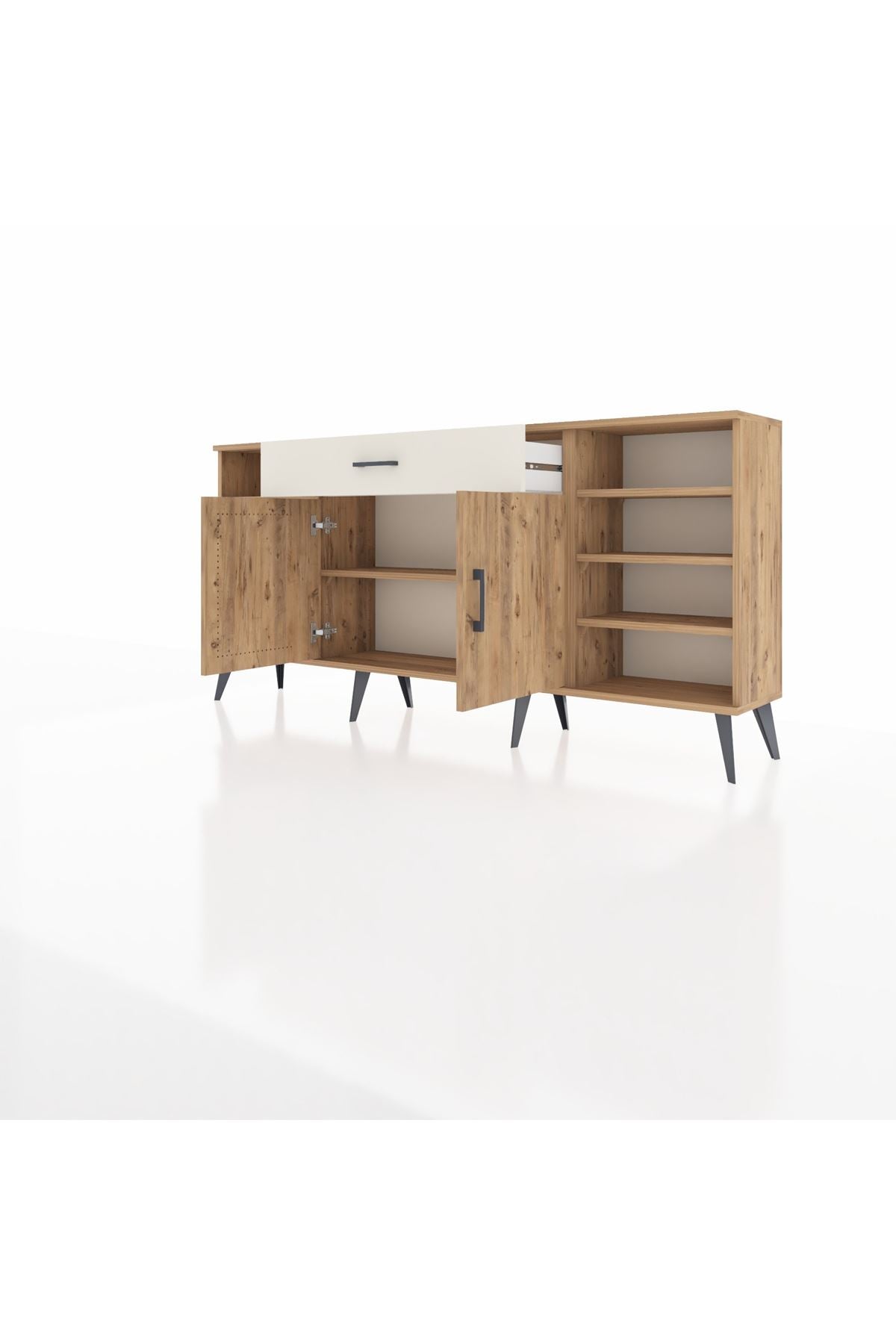 Arges Konsol 7 Raflı Tek Çekmeceli 2 Kapaklı 176x30x83 - S148M043V19A