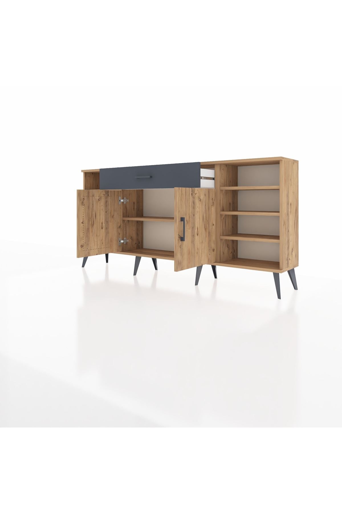 Arges Konsol 7 Raflı Tek Çekmeceli 2 Kapaklı 176x30x83 - S148M043V20A