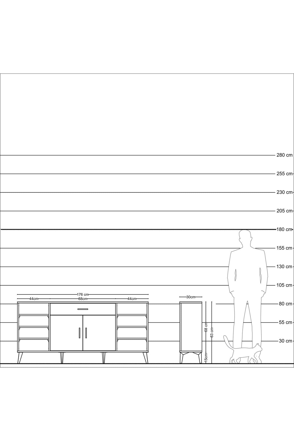 Arges Konsol 7 Raflı Tek Çekmeceli 2 Kapaklı 176x30x83 - S148M043V20A