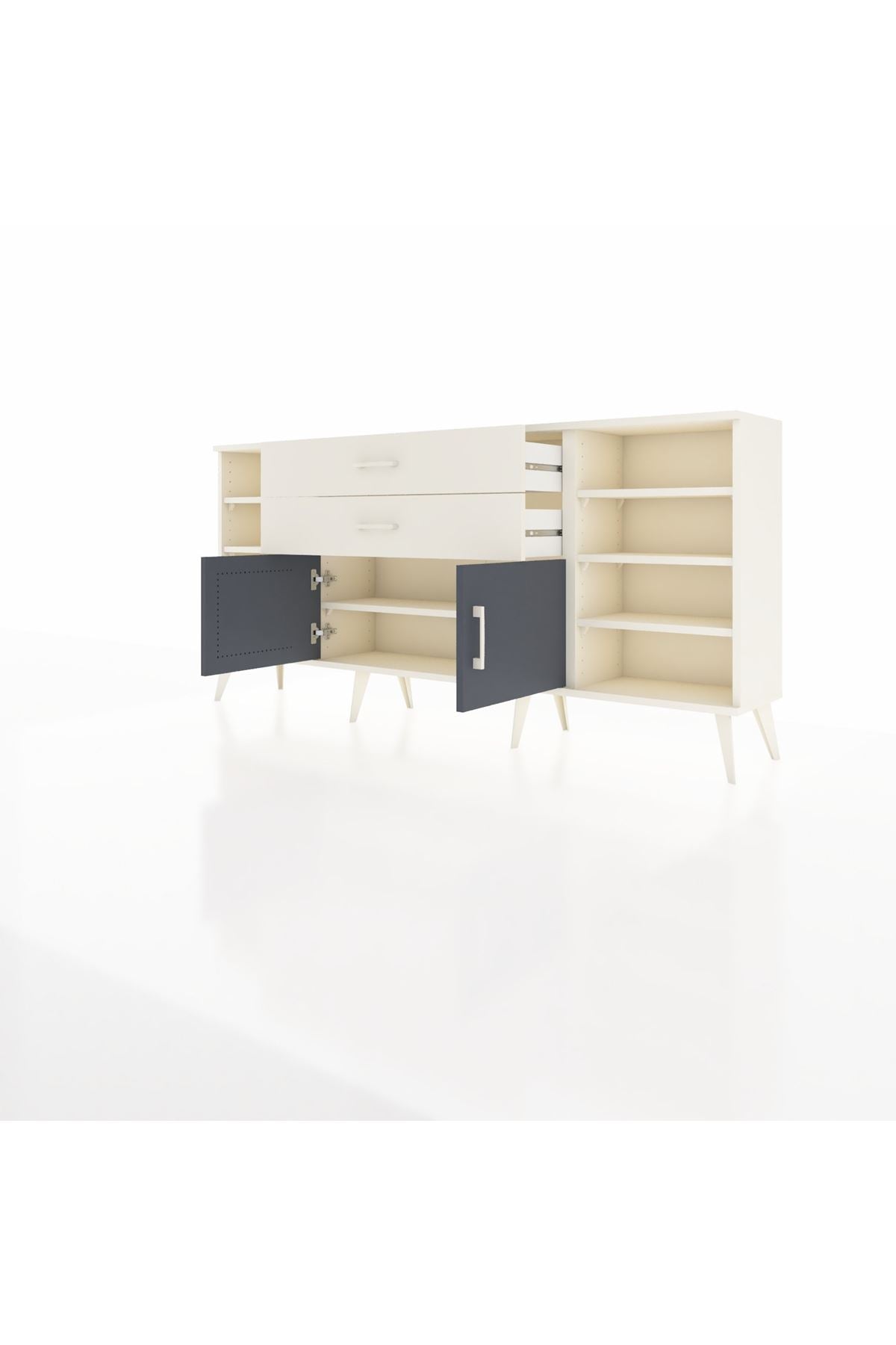 Arges Konsol 7 Raflı 2 Çekmeceli 2 Kapaklı 176x30x83 - S148M044V07A