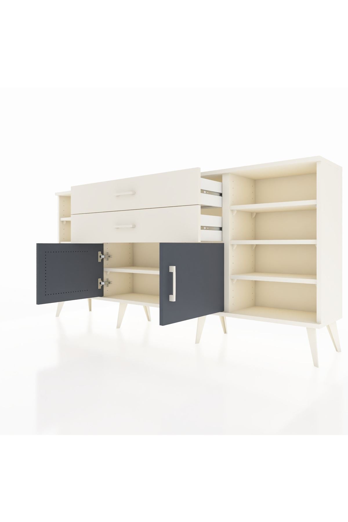 Arges Konsol 7 Raflı 2 Çekmeceli 2 Kapaklı 176x30x83 - S148M044V07A