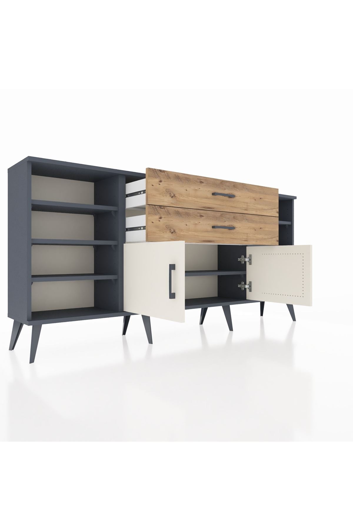 Arges Konsol 7 Raflı 2 Çekmeceli 2 Kapaklı 176x30x83 - S148M044V15A