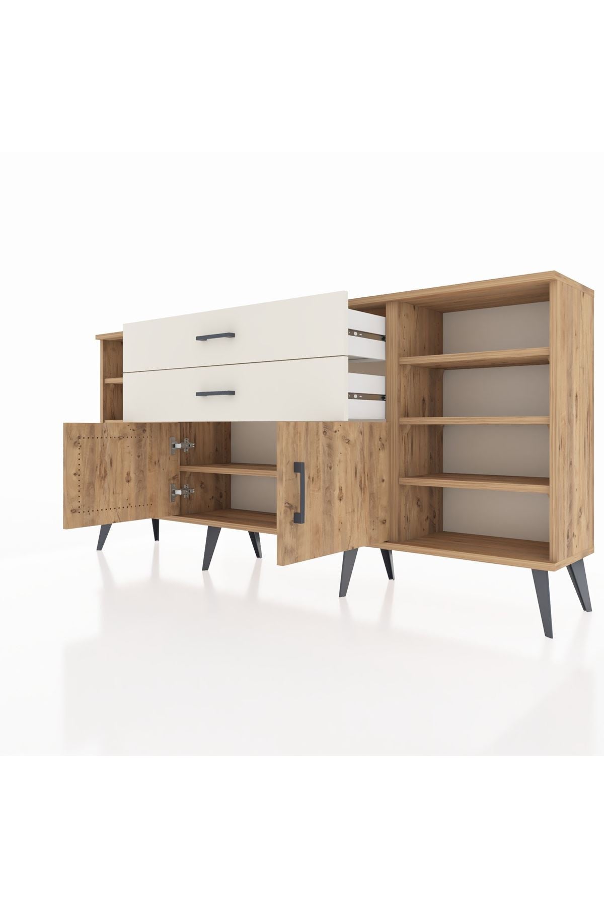 Arges Konsol 7 Raflı 2 Çekmeceli 2 Kapaklı 176x30x83 - S148M044V19A