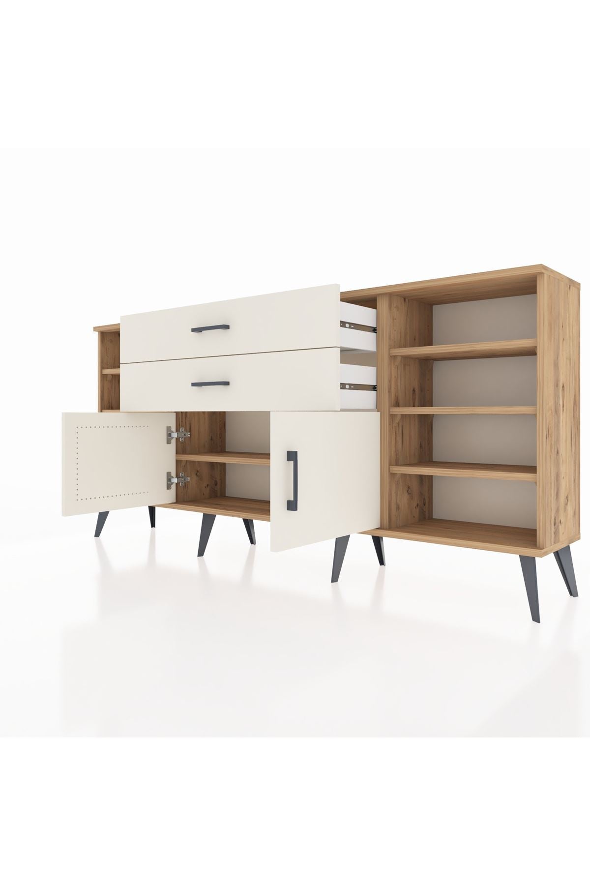 Arges Konsol 7 Raflı 2 Çekmeceli 2 Kapaklı 176x30x83 - S148M044V22A