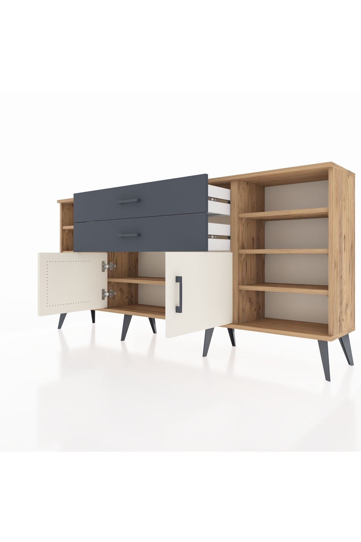 Arges Konsol 7 Raflı 2 Çekmeceli 2 Kapaklı 176x30x83 - S148M044V23A