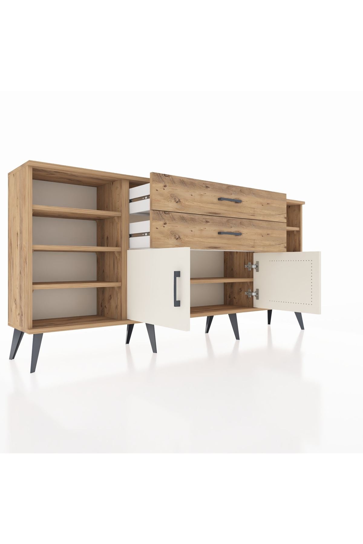 Arges Konsol 7 Raflı 2 Çekmeceli 2 Kapaklı 176x30x83 - S148M044V24A