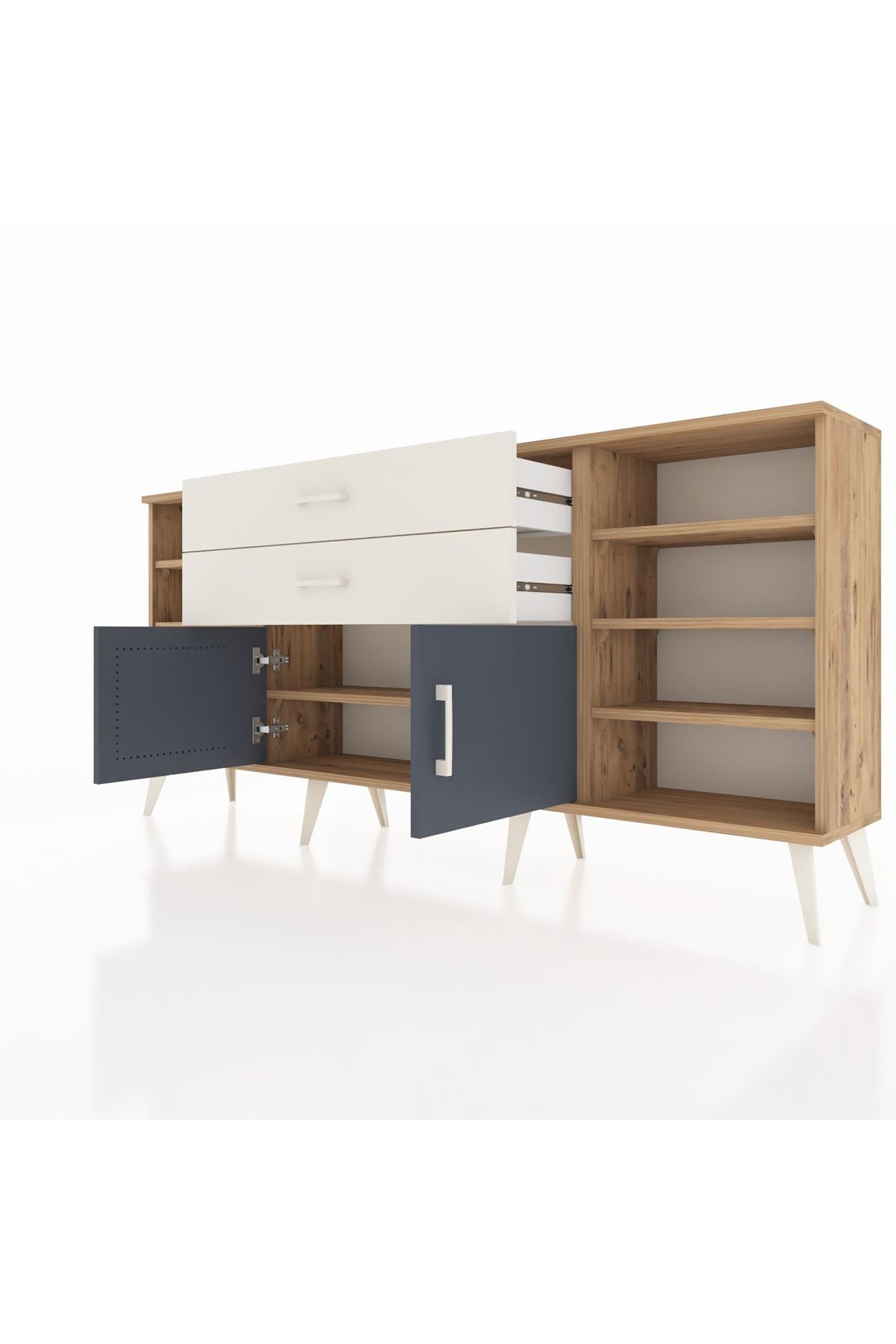 Arges Konsol 7 Raflı 2 Çekmeceli 2 Kapaklı 176x30x83 - S148M044V25A