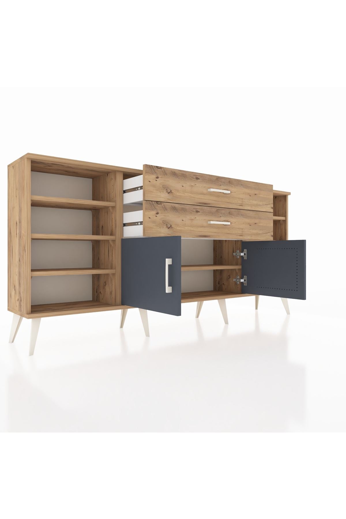 Arges Konsol 7 Raflı 2 Çekmeceli 2 Kapaklı 176x30x83 - S148M044V27A