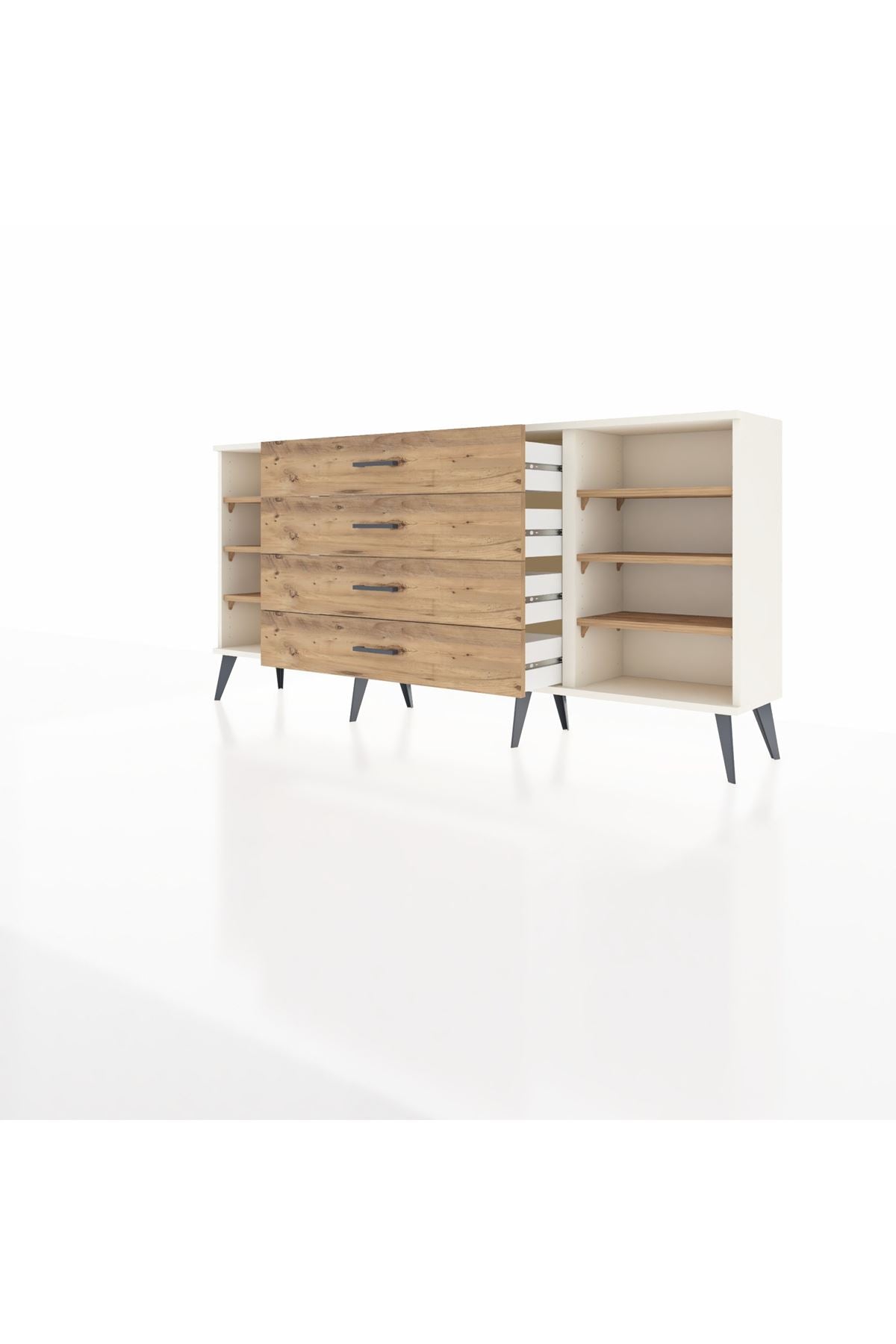 Arges Konsol 6 Raflı 4 Çekmeceli 176x30x83 - S148M045V03A