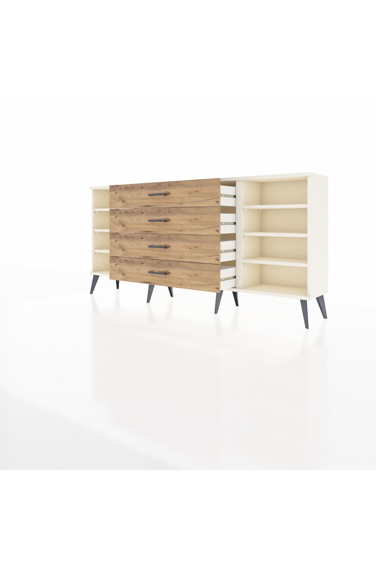 Arges Konsol 6 Raflı 4 Çekmeceli 176x30x83 - S148M045V06A