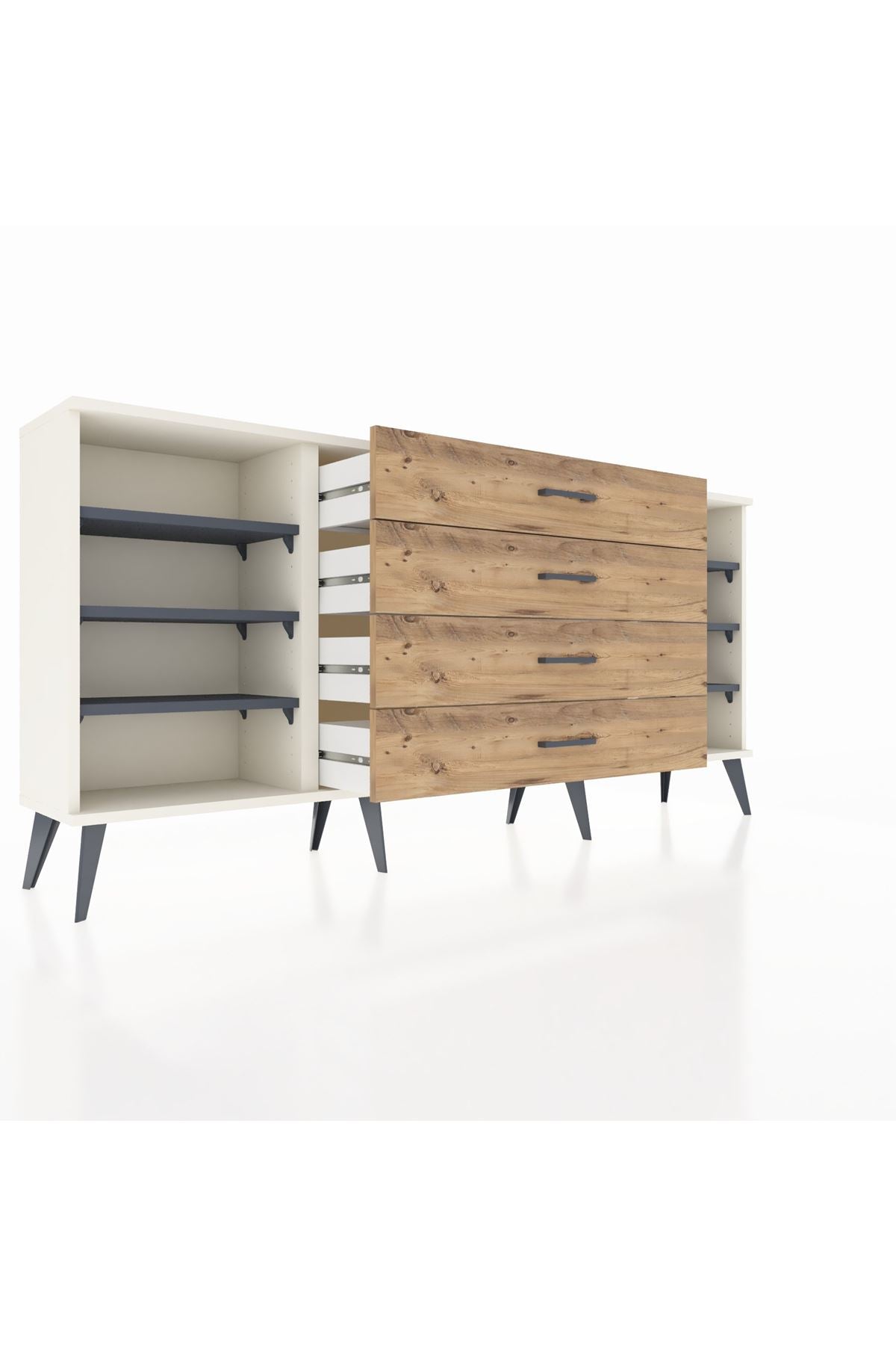 Arges Konsol 6 Raflı 4 Çekmeceli 176x30x83 - S148M045V09A