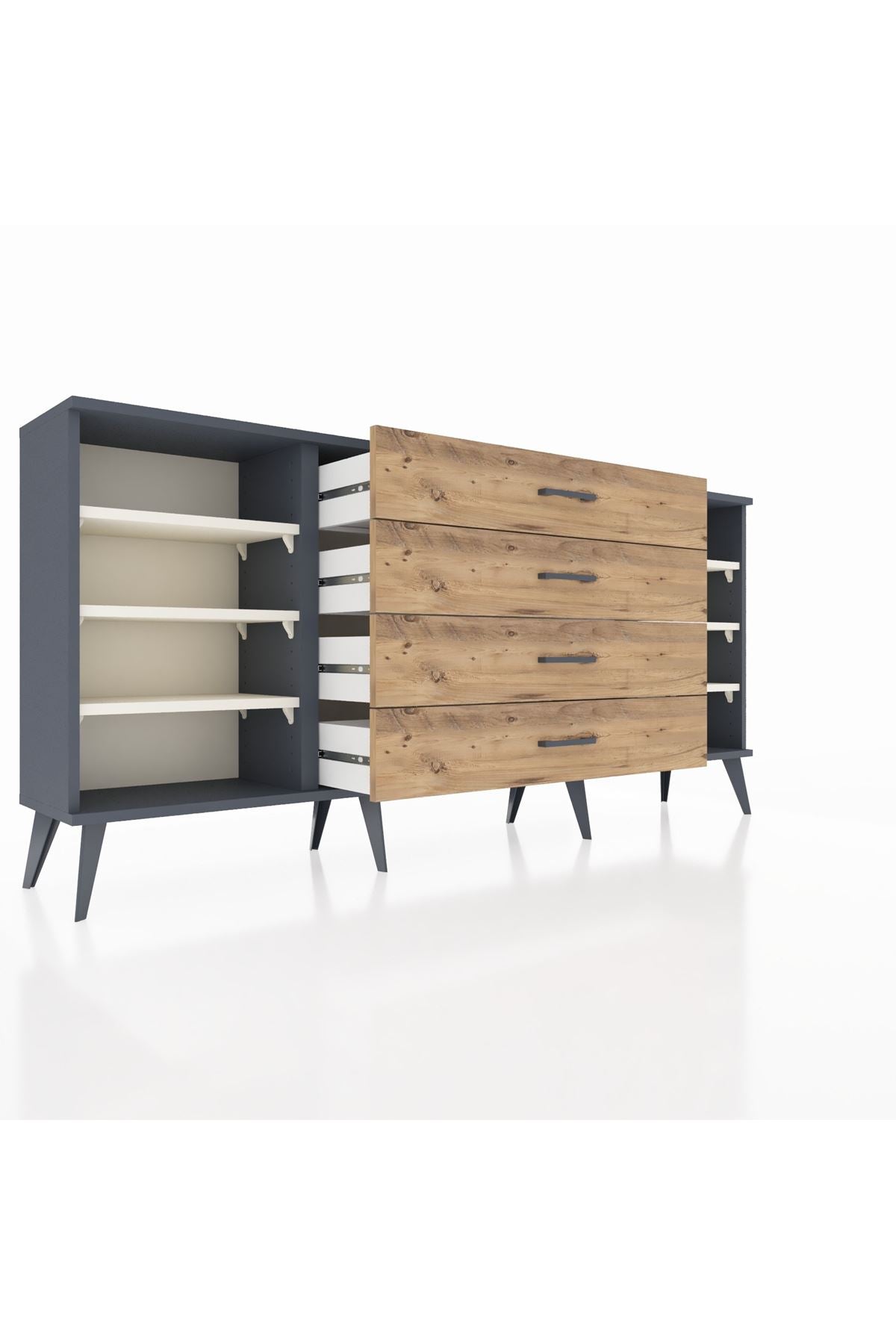 Arges Konsol 6 Raflı 4 Çekmeceli 176x30x83 - S148M045V15A