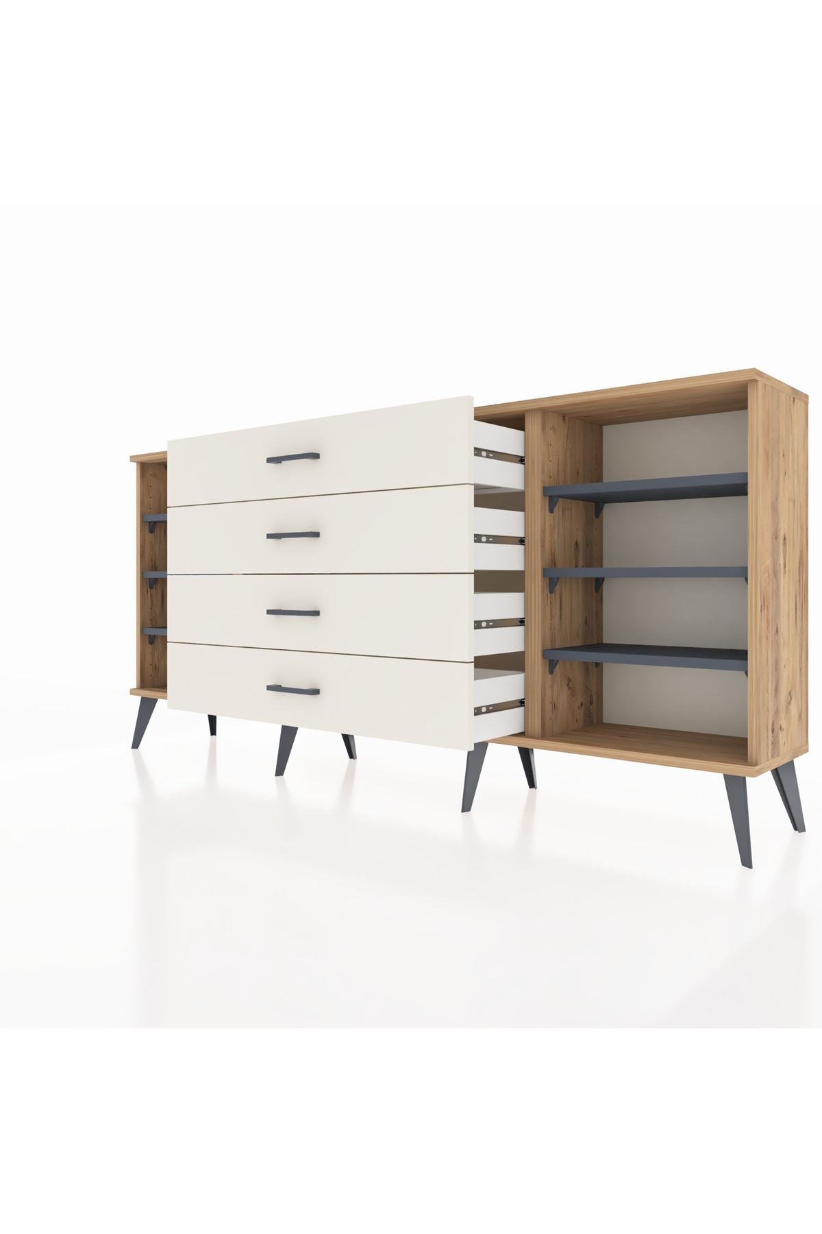 Arges Konsol 6 Raflı 4 Çekmeceli 176x30x83 - S148M045V25A