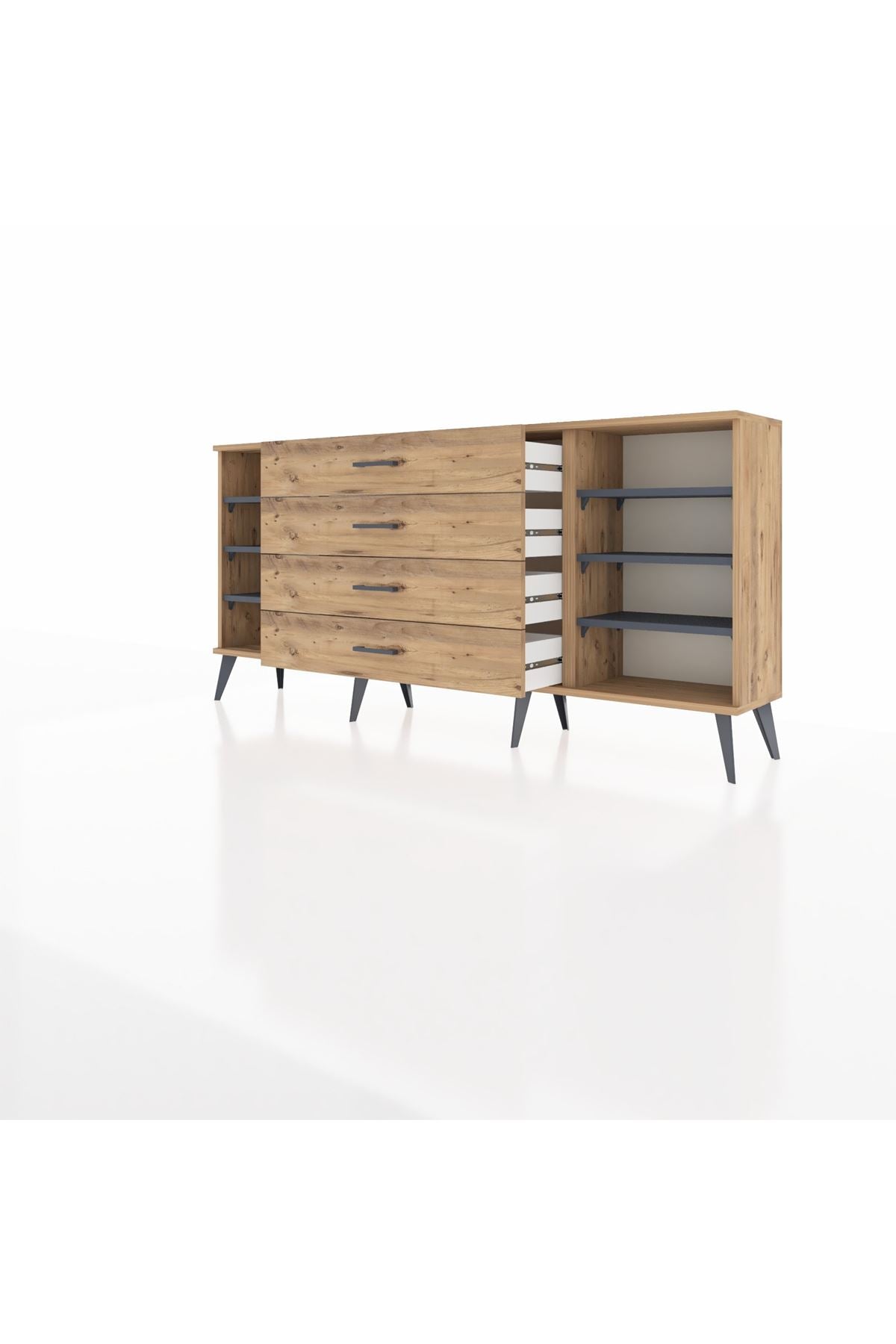 Arges Konsol 6 Raflı 4 Çekmeceli 176x30x83 - S148M045V27A