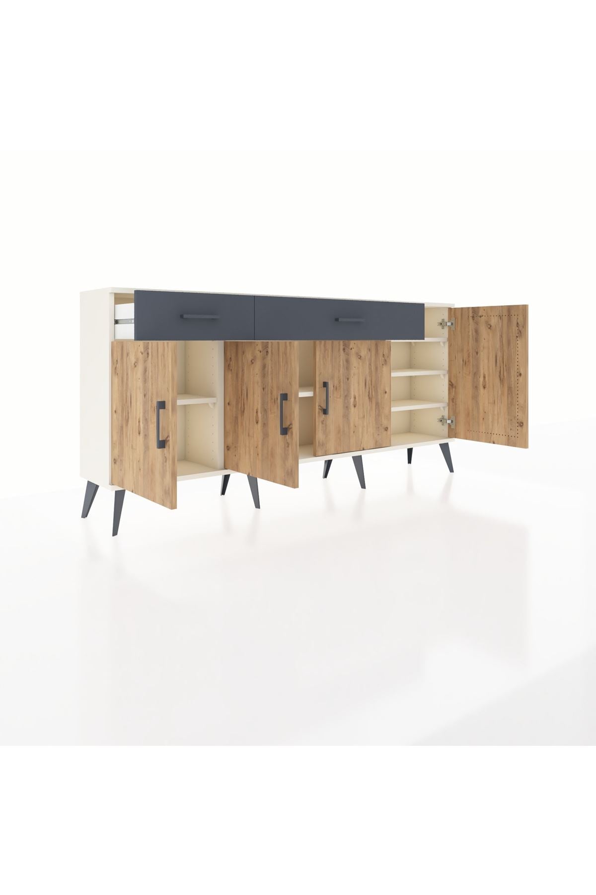 Arges Konsol 5 Raflı 2 Çekmeceli 4 Kapaklı 176x30x83 - S148M046V02A