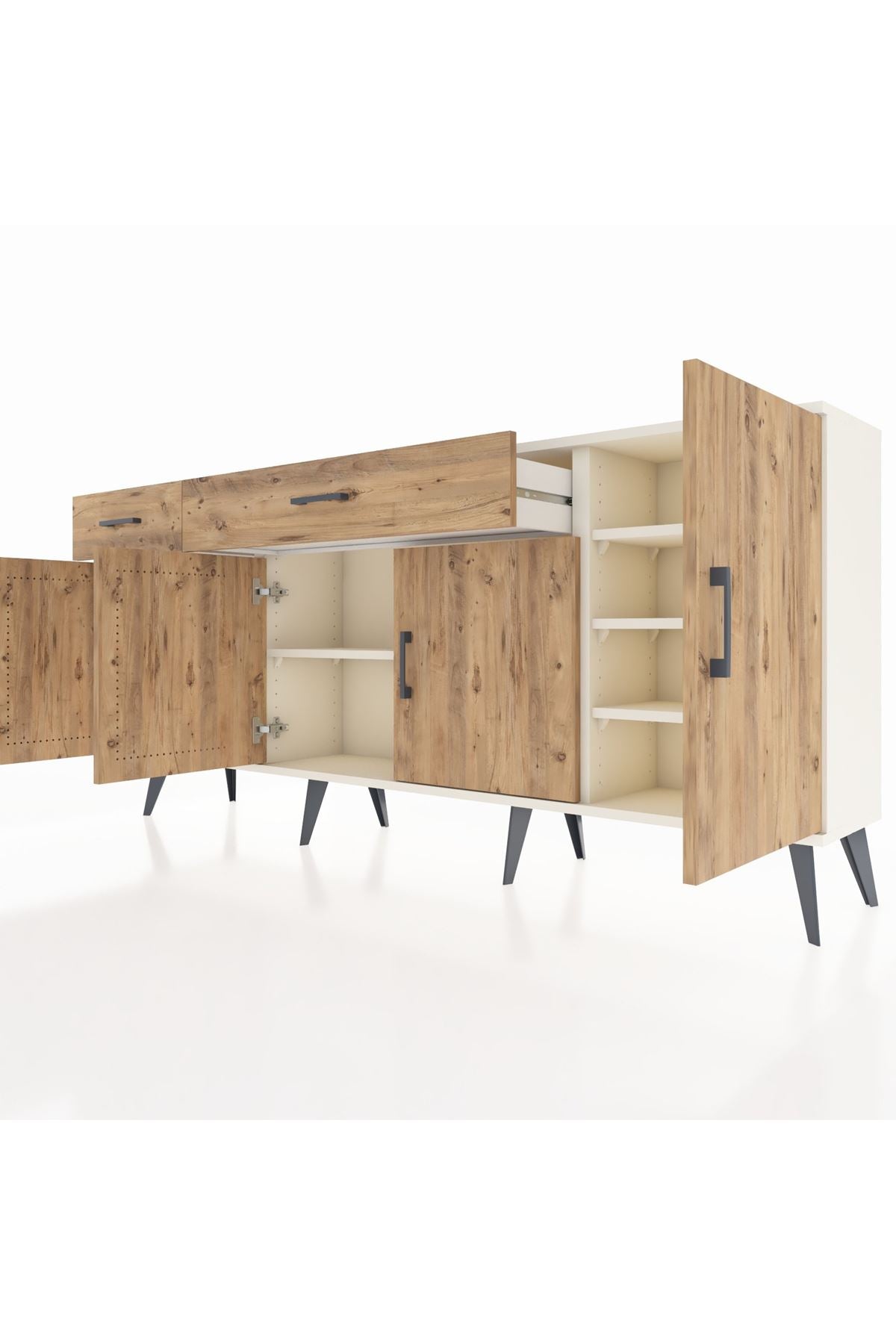 Arges Konsol 5 Raflı 2 Çekmeceli 4 Kapaklı 176x30x83 - S148M046V03A