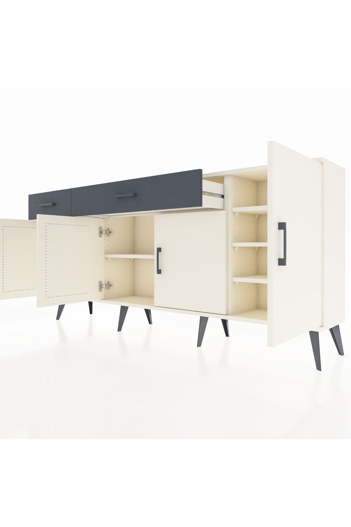 Arges Konsol 5 Raflı 2 Çekmeceli 4 Kapaklı 176x30x83 - S148M046V05A