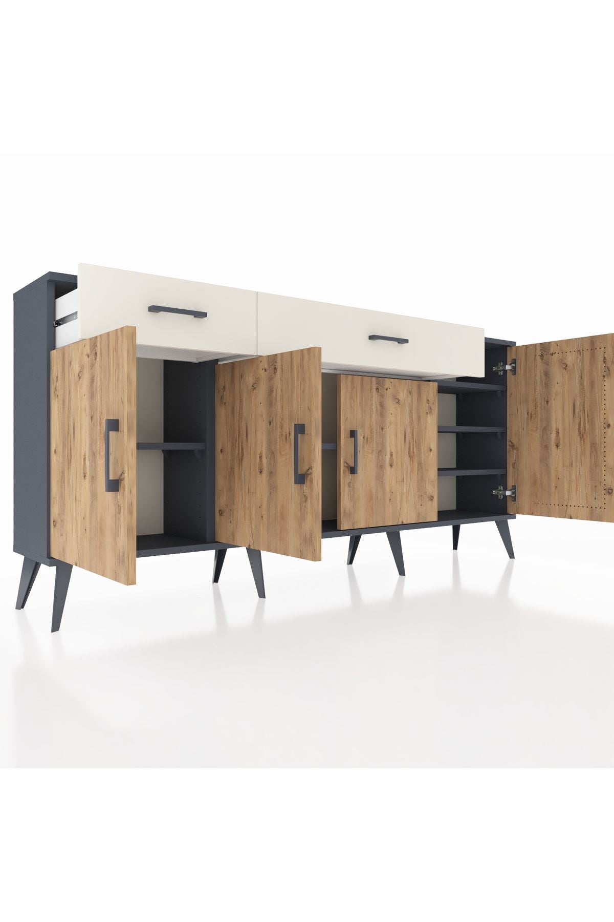 Arges Konsol 5 Raflı 2 Çekmeceli 4 Kapaklı 176x30x83 - S148M046V10A