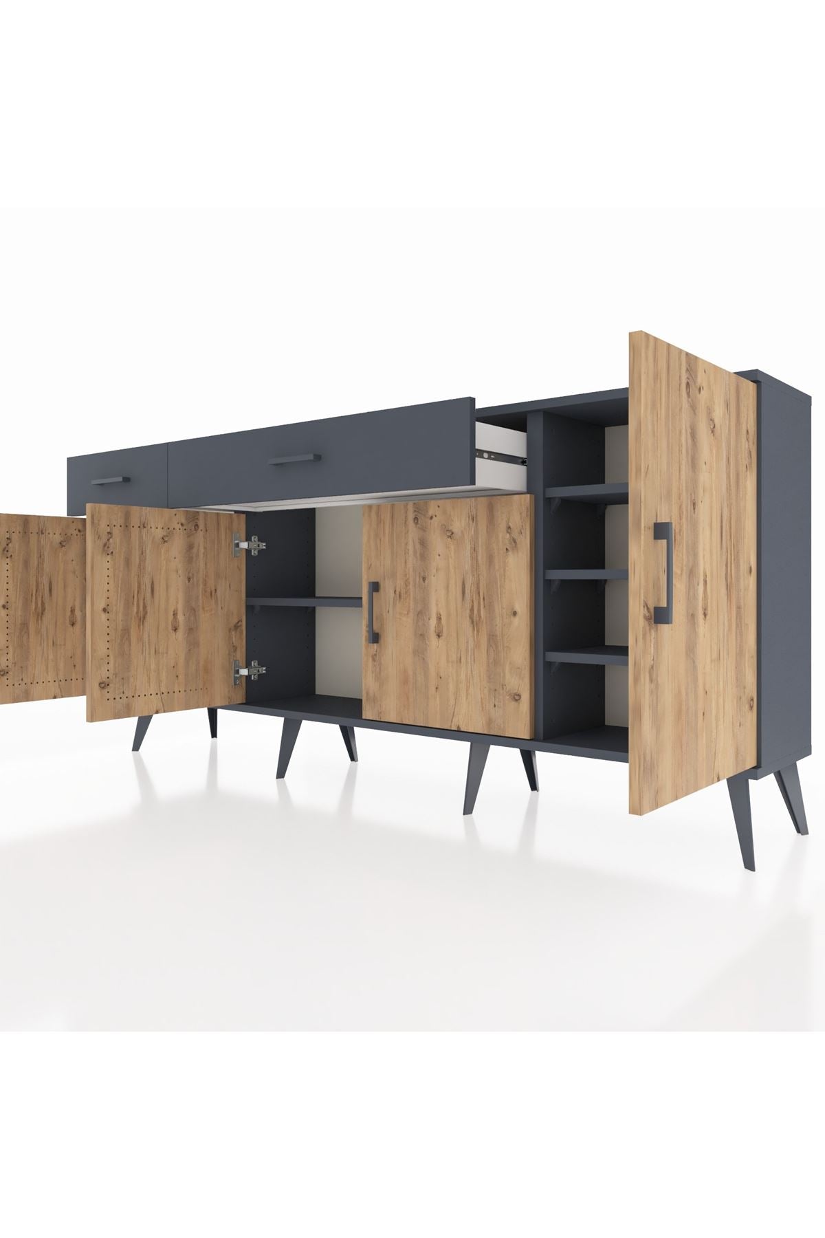 Arges Konsol 5 Raflı 2 Çekmeceli 4 Kapaklı 176x30x83 - S148M046V11A