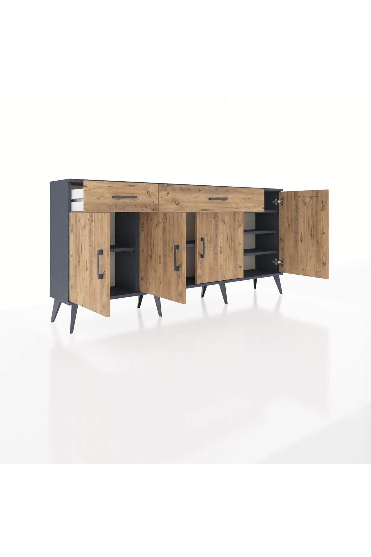 Arges Konsol 5 Raflı 2 Çekmeceli 4 Kapaklı 176x30x83 - S148M046V12A