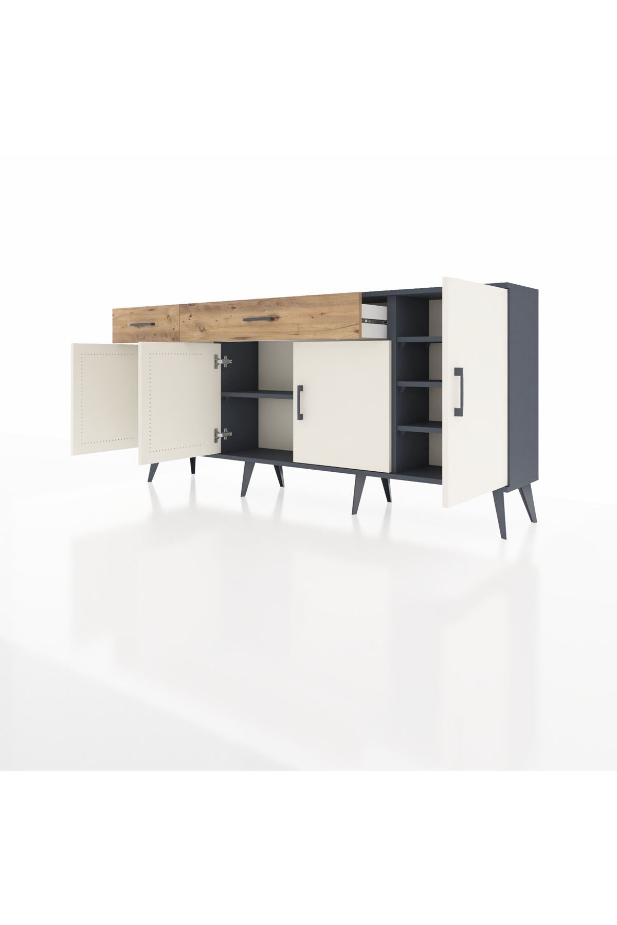 Arges Konsol 5 Raflı 2 Çekmeceli 4 Kapaklı 176x30x83 - S148M046V15A