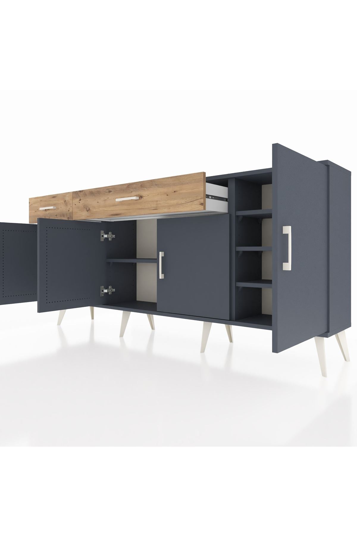 Arges Konsol 5 Raflı 2 Çekmeceli 4 Kapaklı 176x30x83 - S148M046V18A