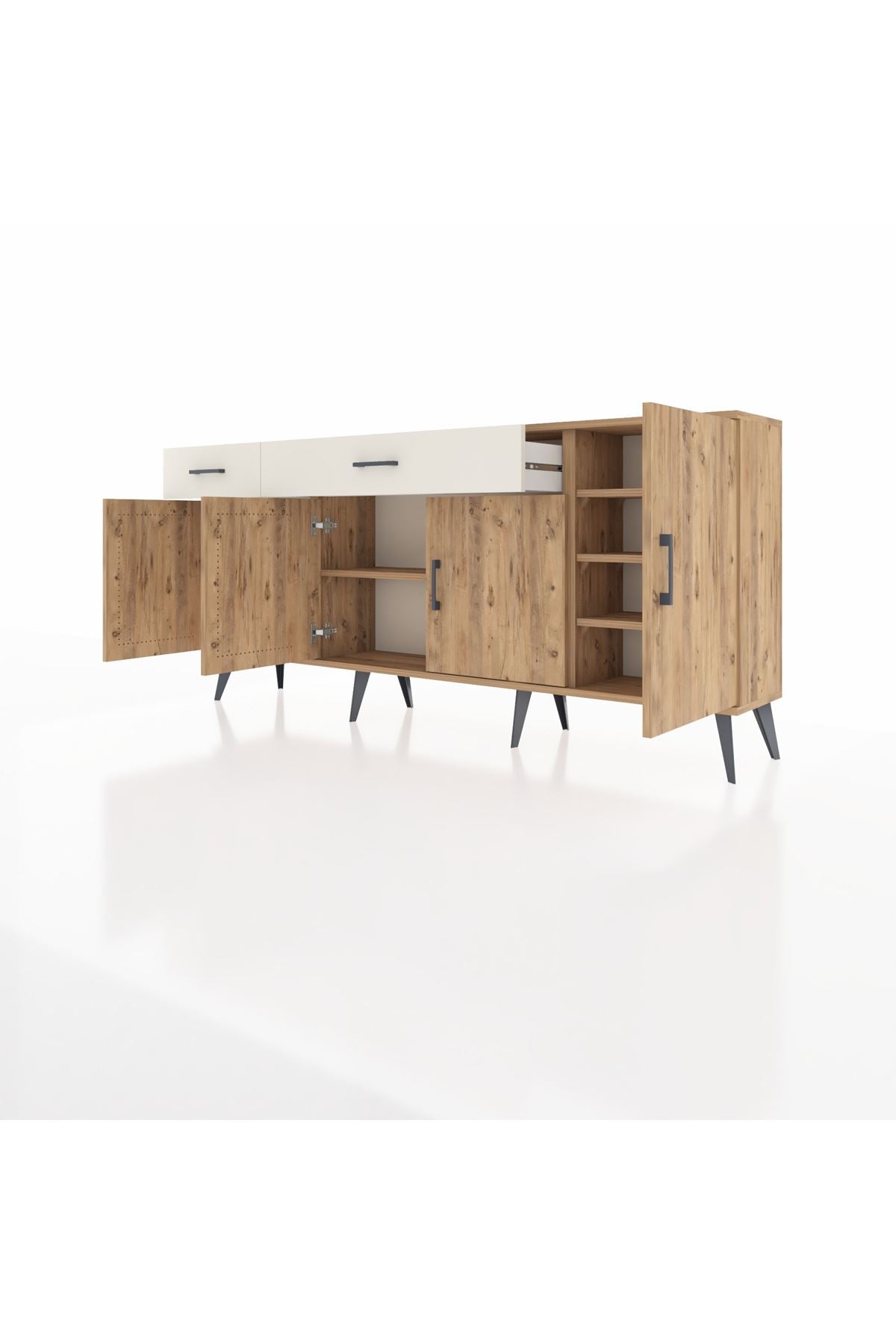 Arges Konsol 5 Raflı 2 Çekmeceli 4 Kapaklı 176x30x83 - S148M046V19A