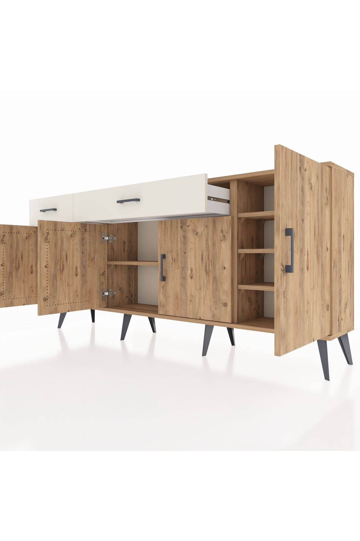 Arges Konsol 5 Raflı 2 Çekmeceli 4 Kapaklı 176x30x83 - S148M046V19A
