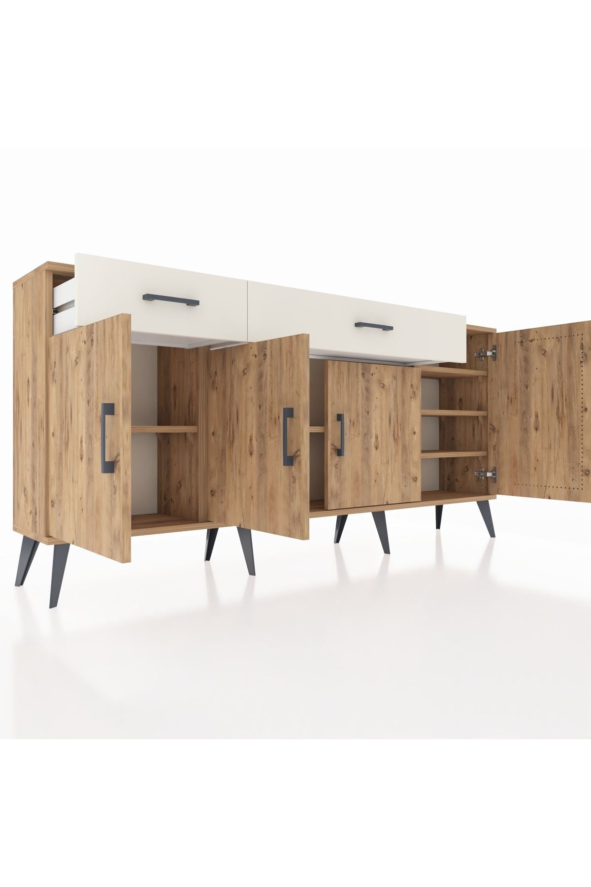 Arges Konsol 5 Raflı 2 Çekmeceli 4 Kapaklı 176x30x83 - S148M046V19A