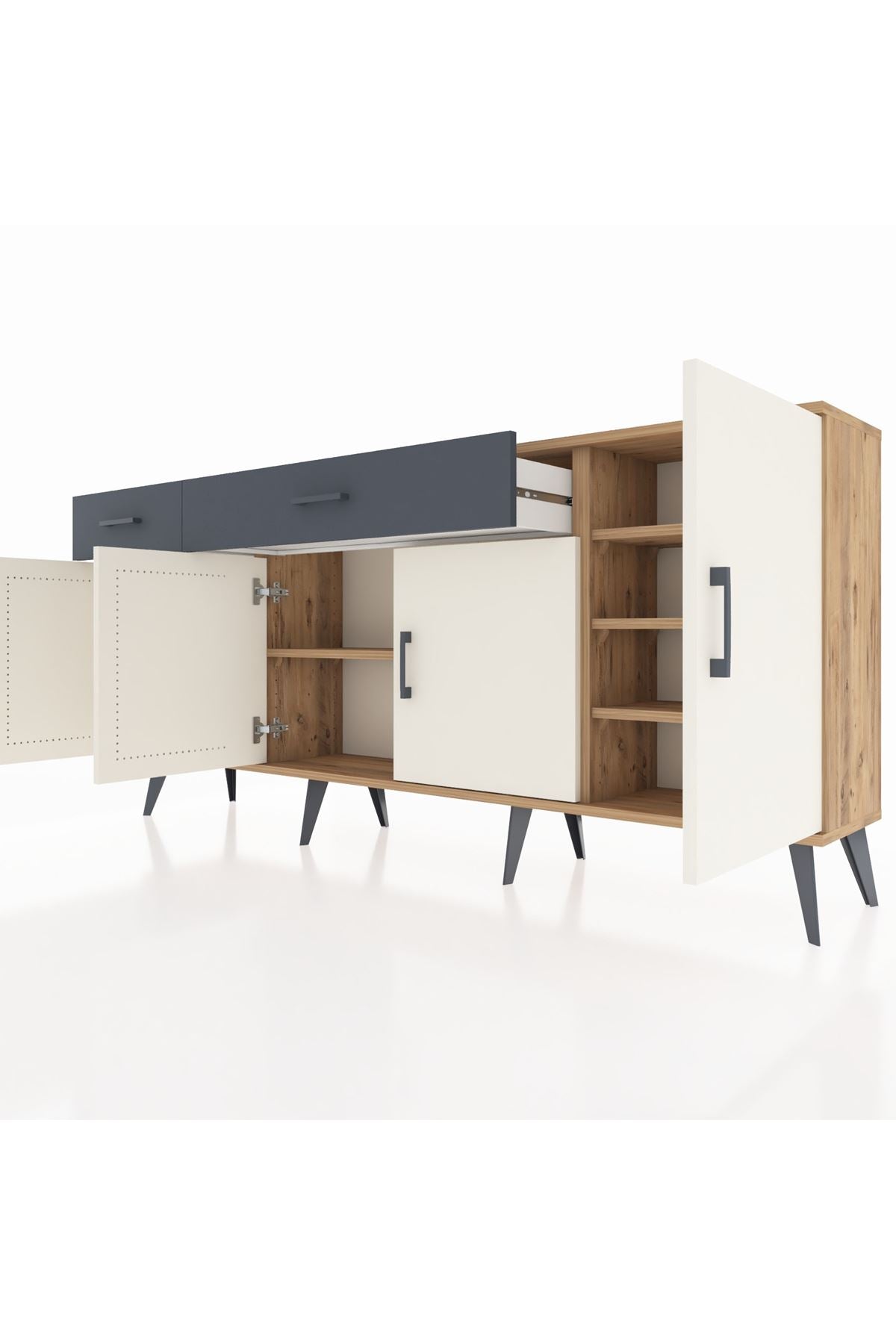 Arges Konsol 5 Raflı 2 Çekmeceli 4 Kapaklı 176x30x83 - S148M046V23A