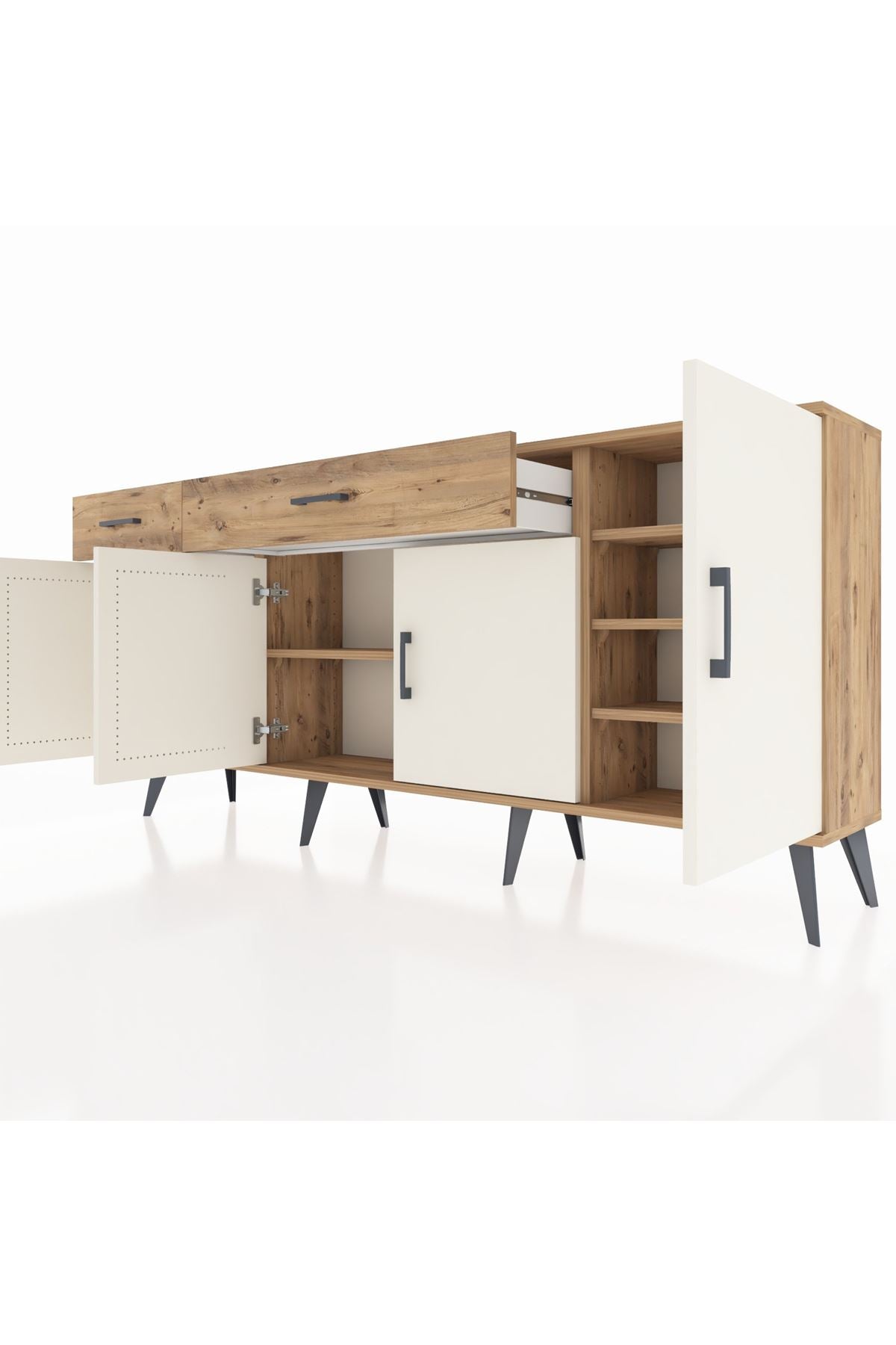 Arges Konsol 5 Raflı 2 Çekmeceli 4 Kapaklı 176x30x83 - S148M046V24A