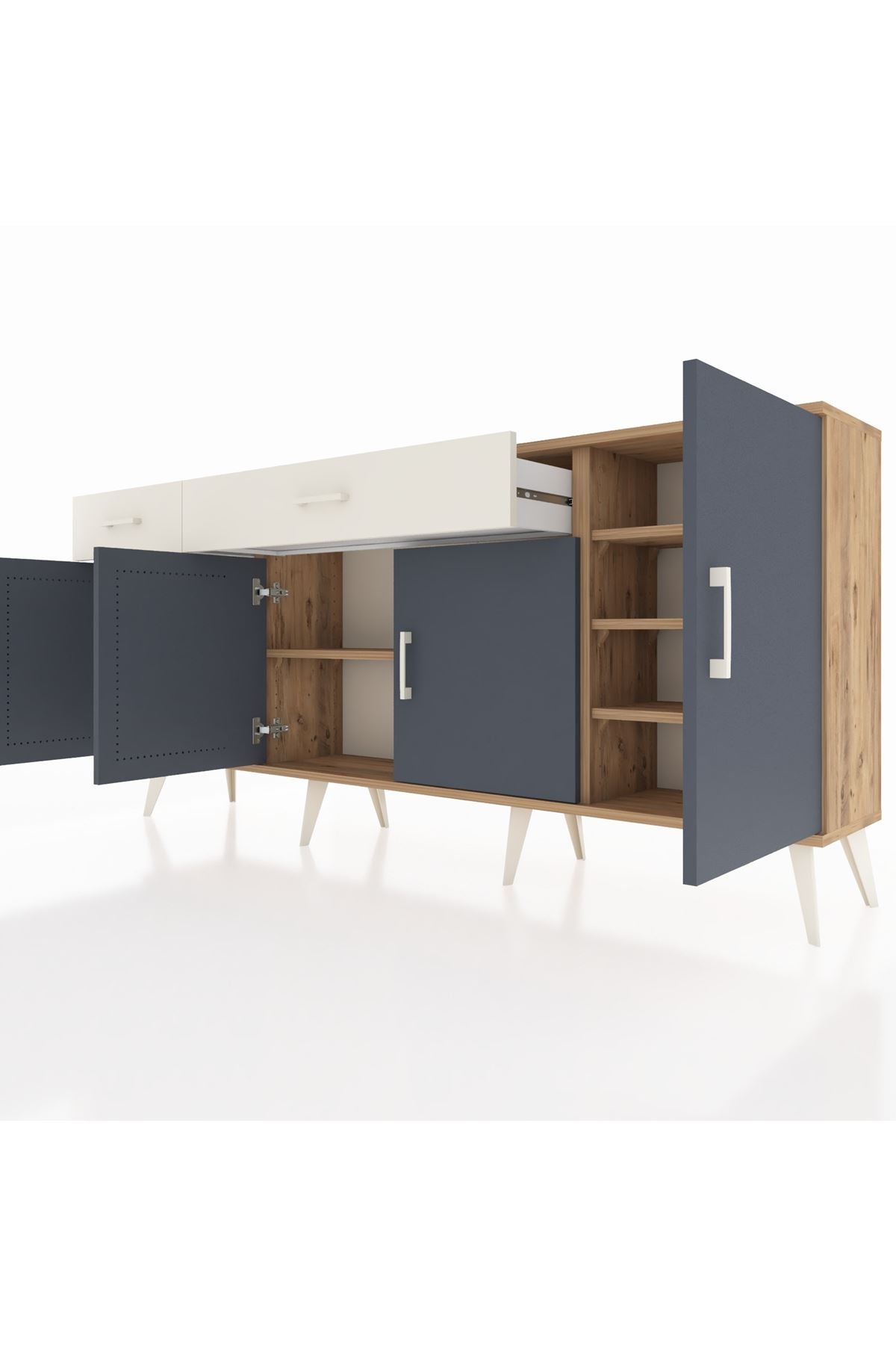 Arges Konsol 5 Raflı 2 Çekmeceli 4 Kapaklı 176x30x83 - S148M046V25A