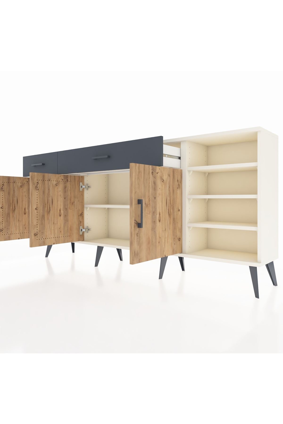 Arges Konsol 5 Raflı 2 Çekmeceli 3 Kapaklı 176x30x83 - S148M047V02A