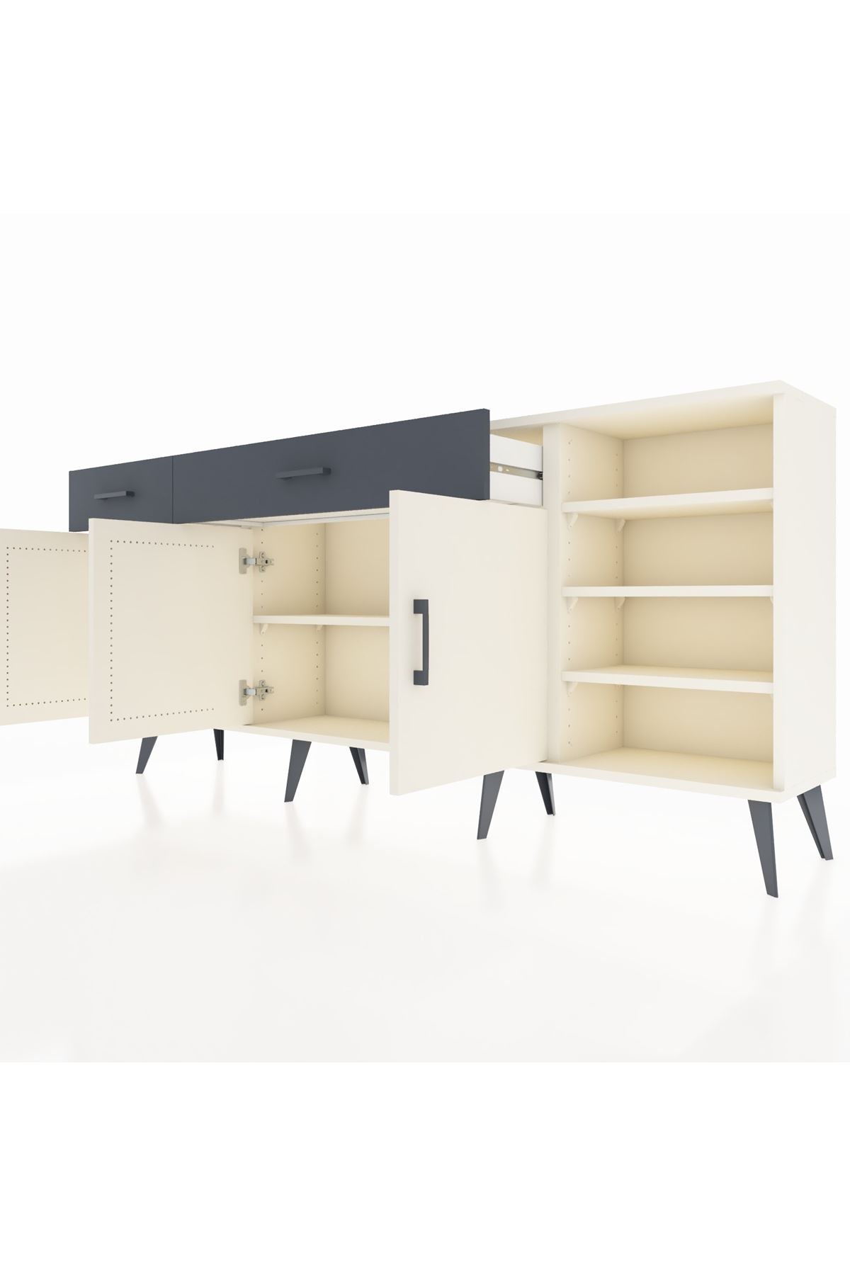 Arges Konsol 5 Raflı 2 Çekmeceli 3 Kapaklı 176x30x83 - S148M047V05A