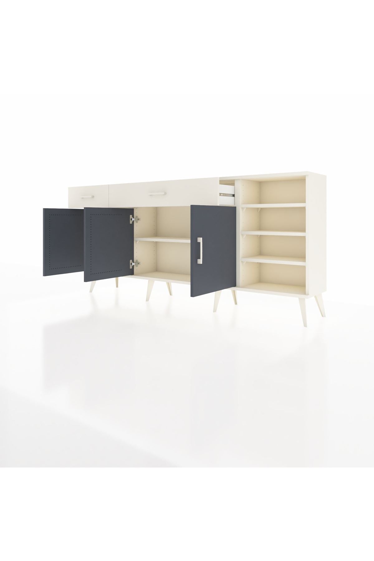 Arges Konsol 5 Raflı 2 Çekmeceli 3 Kapaklı 176x30x83 - S148M047V07A