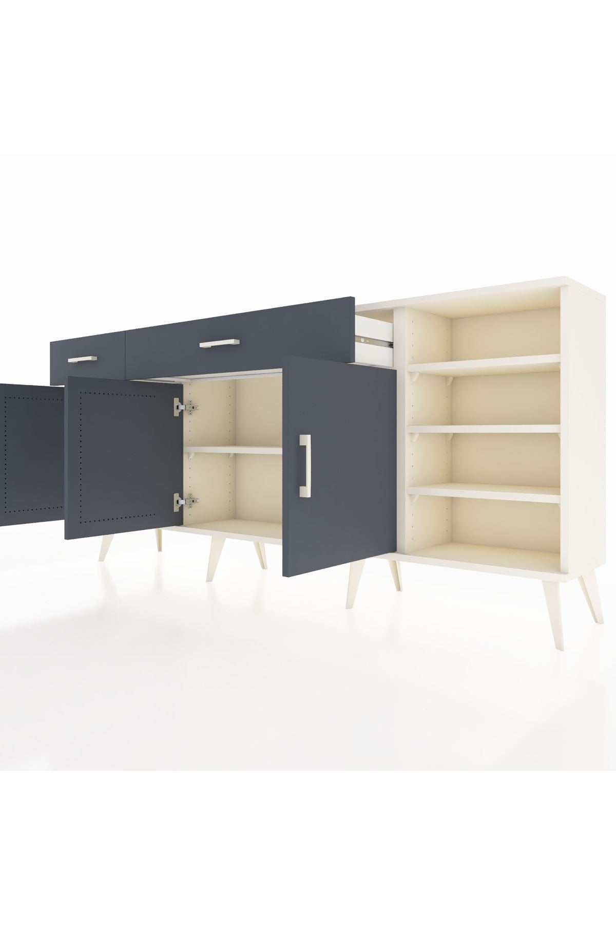 Arges Konsol 5 Raflı 2 Çekmeceli 3 Kapaklı 176x30x83 - S148M047V08A